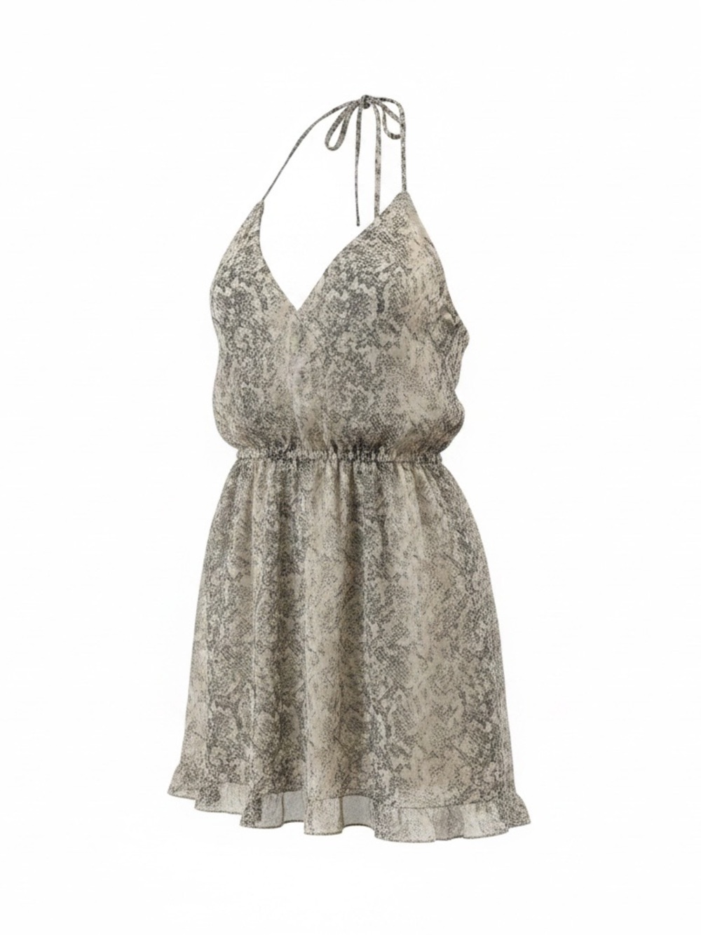 Abercrombie & Fitch Snake-Print Halter Mini Dress - Grey
